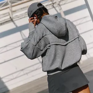 NEW FREE PEOPLE | We The Free‎ Pick it Up Pleated Pullover Gray Hoodie Sz L thumbnail 4