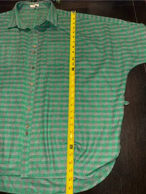 easel Mint Green Gingham Button-Up Tunic Top Relaxed Fit Cottagecore thumbnail 9