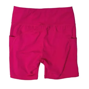 Womens Raspberry Pink Mid Rise Pockets Stretch Activewear Sports Biker Shorts S thumbnail 2
