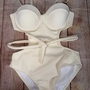 Small Textured Cream Cutout Underwire One thumbnail 5