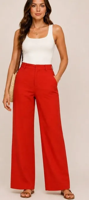 Gap Perfect Khaki Pants Womens 04R Lava Orange Flare Stretch‎ Chino Retro Bright thumbnail 1