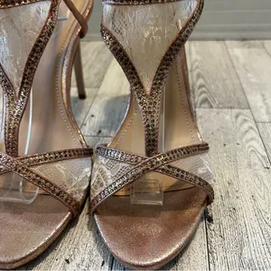 Italina Rose Gold Slingback Heels Lace Size 8.5M Elegant Party formal thumbnail 4