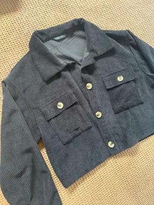 SheIn Black Cropped Corduroy Jacket thumbnail 3