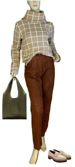 Vintage 1980'S Sienna Brown Artisan Wear Suede Pleated Trousers (Xs) thumbnail 1