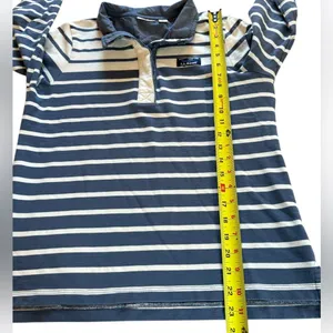 LL Bean Rugby Henley Long Sleeve Cotton Top Blue White Stripes Womens Size Small thumbnail 6