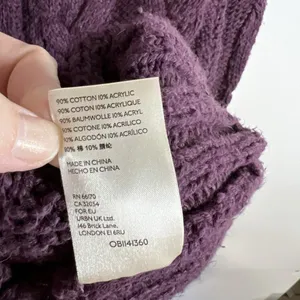Free People Plum Purple Cable Knit Button Front Cardigan Sweater Small Boho‎ thumbnail 9