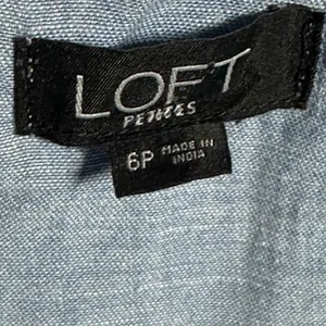 LOFT Petites Chambray Romper 6P Strappy Crisscross Linen Blend thumbnail 4