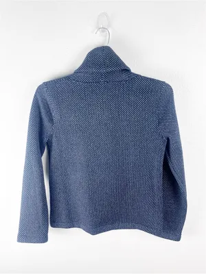 J. CREW Factory Blue Long Sleeves Funnel Neck Top Size Medium Fall Cabin Casual thumbnail 2