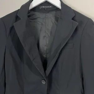 Theory Blazer Women's 6 Black Cotton Single Breasted Peak Lapel Classic Career‎ thumbnail 2
