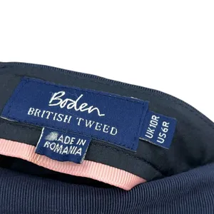 Boden British Tweed Pencil Skirt‎ Houndstooth Plaid Navy Blue Size US 6R thumbnail 10