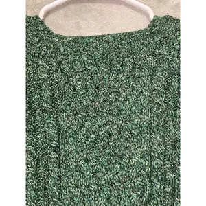 Vintage Irish 100% Wool Cardigan Green Cable Knit Button Front Sweater Medium thumbnail 4