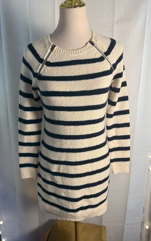 Abercrombie & Fitch Blue and White Crew Neck Sweater Dress Small thumbnail 1