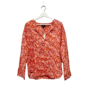 NWT J Crew Long-sleeve ramie tunic top in painted block print M thumbnail 3