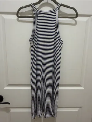 Madewell Navy Blue & Ivory Striped Racerback Sleeveless 90’s Mini Swing Dress XS thumbnail 8