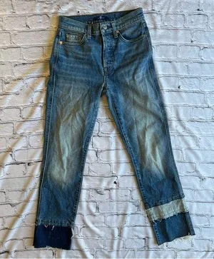 7 For All Mankind Cropped Jeans Button Fly 23 Womens Boho Festival thumbnail 1