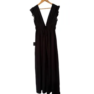 NWT Lulus I'm All Yours Black Ruffled Maxi Dress Size Small Wedding Prom Hoco thumbnail 4