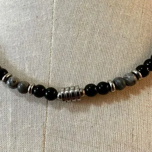 Picasso Jasper and obsidian beaded necklace Black thumbnail 2