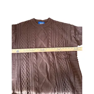 ELFRIC EDEN Brown Cable Knit Sweater Men's XXL Crew Neck Long Sleeve‎ Pullover thumbnail 7