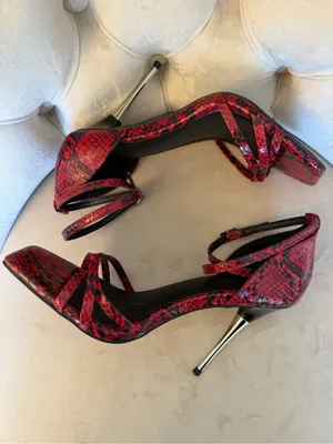 ASOS Red Snakeskin Ankle-Strap Stiletto metal heel heeled a sandals‎ US 7 thumbnail 10