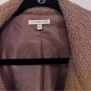 Kate & Sam Camel Brown Teddy CabinCore Coat Chic Cozy Faux Shearling Jacket L thumbnail 3