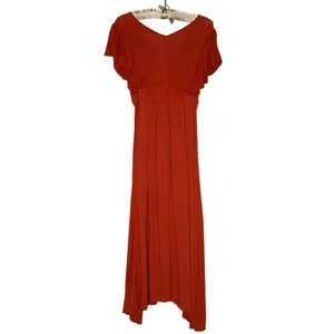 Baltic Born S Babydoll Maxi Dress Rust Tassel Ruffle Boho Rayon Lined Split‎ Hem thumbnail 6