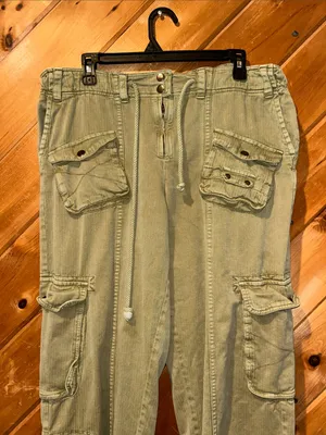 Free People We The Free Tahiti Pull-On Cargo Pants in Dried Herb green thumbnail 5