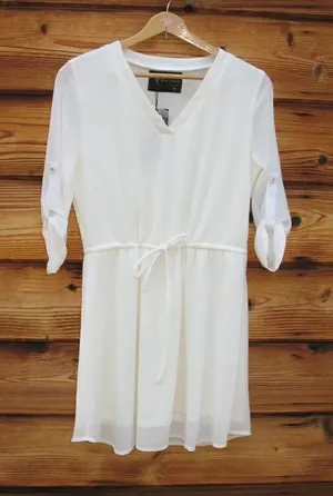 NWT Eros Cream Dress Size M thumbnail 1