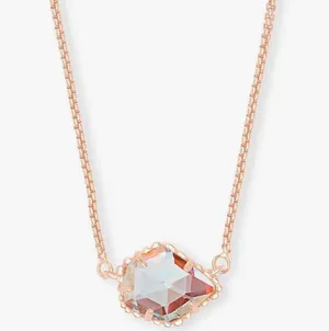 Kendra Scott Tess Rose Gold Pendant Necklace in Dichroic Glass thumbnail 1