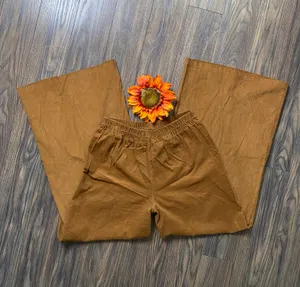 Coco Bianco Brown Wide Leg Corduroy Elastic Banded Pants | SMALL thumbnail 4