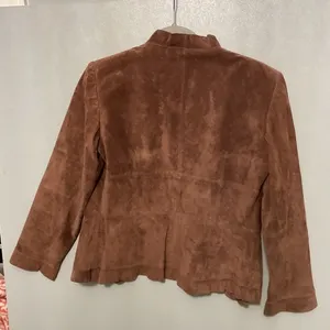 Jones New York Womens Jacket Brown Suede Leather Open Front Small thumbnail 2