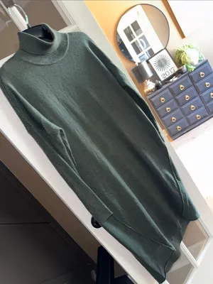ASOS Green Turtleneck Knit Sweater Midi Dress 8 thumbnail 4