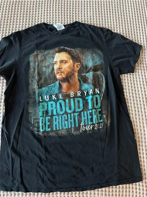 Gildan Black Tee with Turquoise Luke Bryan Tour Graphic thumbnail 1