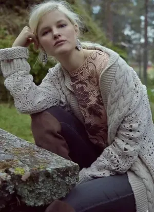 Angel of‎ the North Crochet Knit Cardigan Cream Boho Cottagecore Anthropologie thumbnail 1