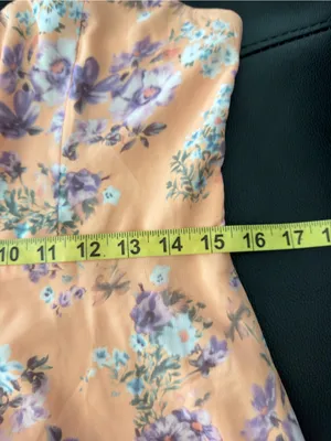 Lulus women’s Started With a Kiss Orange Floral Print Tie-Strap Tiered Dress L thumbnail 12