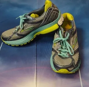 Brooks - ghost 6 lime green gray blue shoes size 8 thumbnail 1
