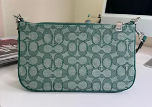 Coach C8306 Lonnie Baguette In Signature Jacquard & Leather Green thumbnail 4