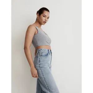 Madewell Softdrape Gwen Crop Vest Top Still Dawn Gray Fitted V Neck US 12 NWT thumbnail 4
