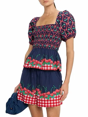 Damson Madder Allegra Puff Sleeve Blouse in Cherry Pie‎ Size 12 thumbnail 3