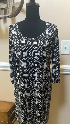 Mud Pie Black White Geo Print Dress thumbnail 1