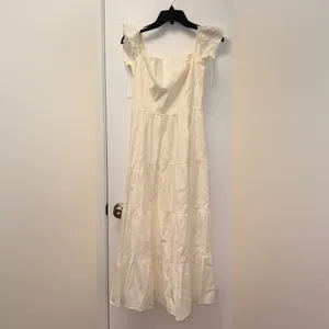 NWOT Reformation Derek Off The Shoulder Tiered Midi white Dress sz 6 thumbnail 5