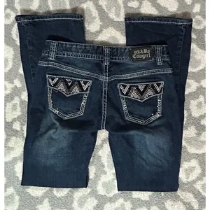 Rock & Roll‎ Cowgirl Riding Jeans Mid Rise Bootcut Dark Wash Thick Stitch 28/32 thumbnail 7