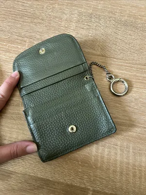 Card Wallet with Key Ring - Olive Green & Brown thumbnail 3