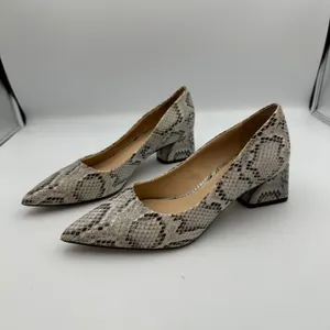 Franco Sarto Snakeskin Pointed Toe Block Heel‎ Pumps Women's 6M Beige Neutral thumbnail 2