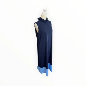 Jude Connally Navy Blue Colorblock Ruffle Neck Maxi Dress S thumbnail 4