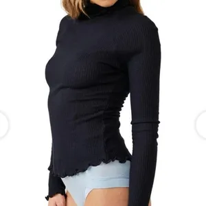 INTIMETELY FREE PEOPLE Womens XL Make It Easy Thermal Top Lettuce Trim Navy Blue thumbnail 13