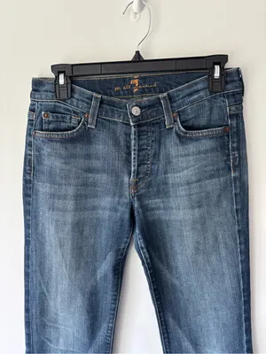 7 For All Mankind Boycut Jeans Boyfriend Fit Bootcut Straight Leg Medium Wash thumbnail 2