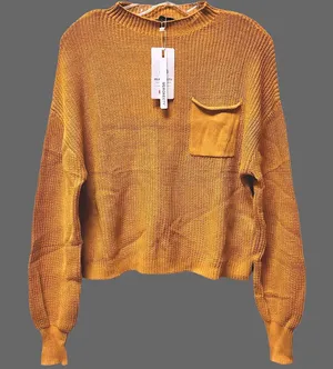 NWT Chunky Mustard Yellow‎ Crew Neck Knit Sweater Sz Small thumbnail 1