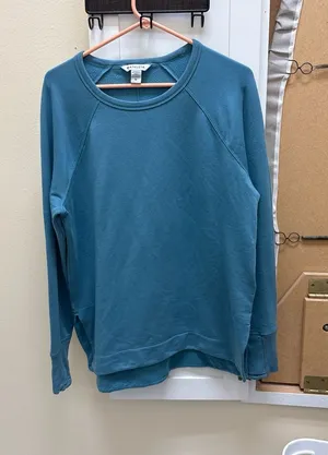 Athleta Cozy Karma Asymmetric Sweatshirt in Blue Teal thumbnail 1