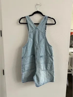 Madewell Oversize Denim Carpenter Shortalls Size Small NEW thumbnail 5
