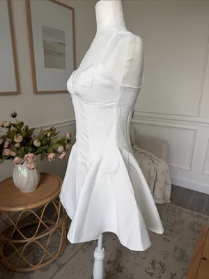 Princess Polly Alympia White Drop Waist Satin Bachelorette Mini Dress NWT thumbnail 11